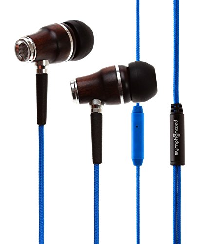 Symphonized NRG Earbuds | Genuine Wood Earphones | In-ear Noise-isolating Headphones with Mic (Blue)