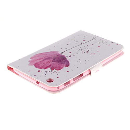 HB-Int 3 in 1 PU Leder Hülle für Samsung Galaxy Tab 3 SM-T310 T311 T315 8.0″ Brieftasche Etui Stand Funktion Flip Wallet Case Book Style Cover Rosa Blume Multifunction Modicsh Holder Tablet Schutzhülle Dünn Slim Bumper Zubehör mit Stylus Pen und Staub Stecker - 4