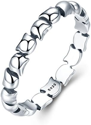 Mothers Day Present Cat Ring 925 Sterling Silver Cute Love Animal Fashion Wedding Ring Band for Women Girls