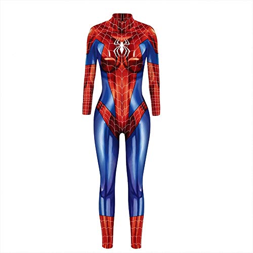 K&K Halloween Kostüme für Damen, Damen Spiderman 3D Digital Print Eng anliegender Kostüm Body mit Rückendruck - Sexy Kostüm Overall weiblich,S