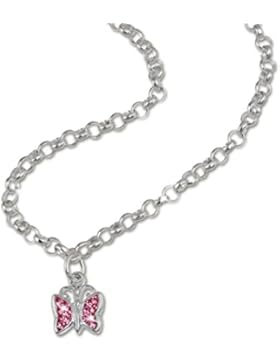 SilberDream Schmetterling Kette Zirkonia rosa für Kinder Halskette Kinderschmuck aus 925 Sterling Silber SDK01538