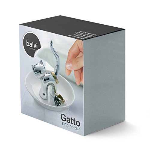 Balvi – Gatto Ringhalter aus Keramik. Ablagefläche für Ringe und Schmuck. Aus Keramik hergestellt. Form einer Katze. - 2