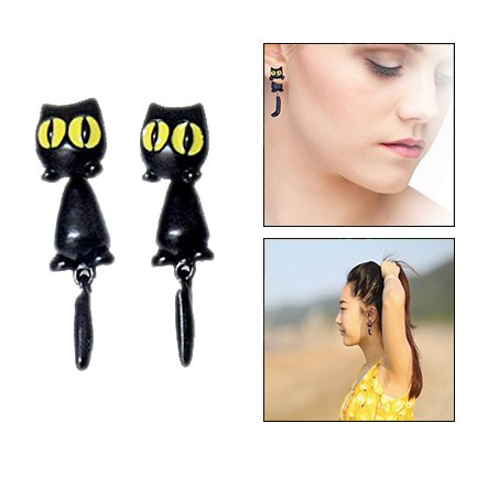 Preisvergleich Produktbild OFKPO Handgemachter Ohrringe,Tiere Fimo Ohrstecker Ohrringe Schmucksachen(Katze)