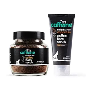 mCaffeine Face & Body Scrub Combo for Exfoliation & Tan Removal | Espresso Face Scrub and Coffee Body Scrub Duo (175gm) | For Skin Brightening, De-Tan & Dirt Removal