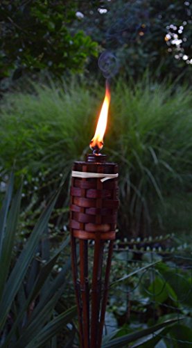 8 Stück Bambusfackel braun mit verblendeter Lampenfassung Gartenfackel 90 cm ,mit eingesetztem Docht inklusive Ersatzdochte ( Fackel + Ersatz Docht ) - 5