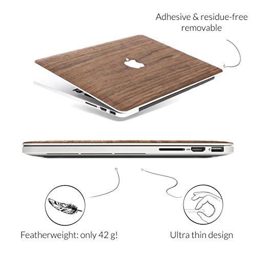 Woodcessories EcoSkin – MacBook 13 Air & Pro Cover, Schutz, aus echtem Holz, Apfellogo (FSC-zertifiziert – Walnuss) - 3