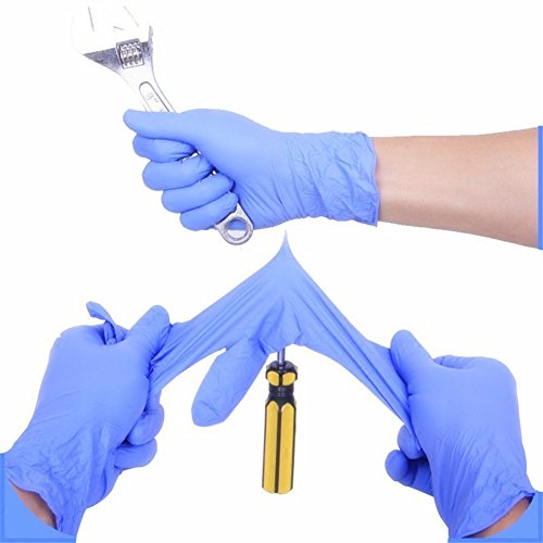 GS 100 Einweg puderfrei Nitril Gummi Handschuhe Prüfung Latex Gummi Ölfest säurebeständigkeit Handschuhe für Lebensmittelverarbeitung Medical Labor Haushalt, hellviolett, xl - 4