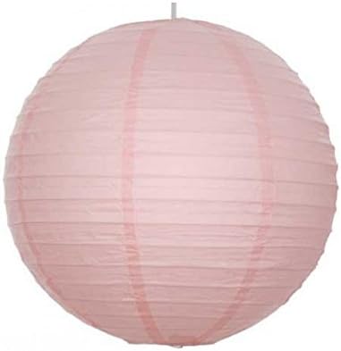 1 x 8inch (20cm) Pink Round Paper Lantern lampshade with Regular Wire Ribbing