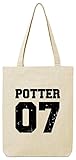  ShirtStreet Fanartikel Fan Kult Film Trikot Bio Baumwoll Tote Bag Jutebeutel Potter 07, Größe: onesize,Natural