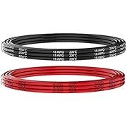 18 Gauge Silikon Draht 8,2 Fuß schwarz und 8,2 Fuß Rot weich und flexibel, niedrige Impedanz, 18 AWG Silikon Draht 150 Litzen von 0,08 mm Kupferdraht für RC-Car, Drohne, Flugzeugbatterie etc