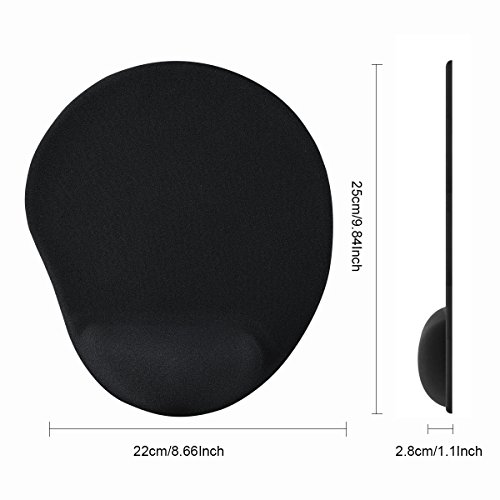 GIM Alfombrilla De Rat  n Mousepad Mu  eca Apoyo reposamu  ecas de Gel Para Rat  n   ptica  Negro  9 8   8 7 Inch 