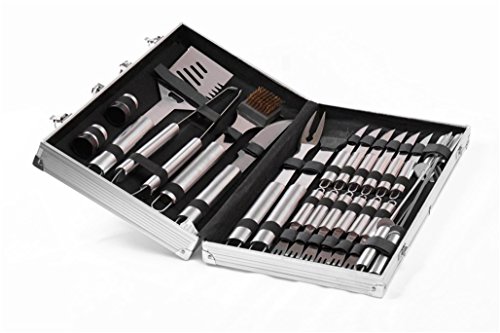RoseFlower® 24 teilig Hochwertige Edelstahl Grillbesteck Barbeque mit Aluminium-Koffer enthalten – Perfekte Schwerlast Professionelle Grill-Werkzeug BBQ Zubehör Kit - 2