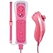 Produktbild Wii Remote Plus, XW05 Nintendo 2 in 1 Wii Controller mit Nunchuck Eingebauter Motion Plus Vibrationsmotor für Wii und Wii U + Silikon Schutzhülle und Handschlaufe - Rosarot