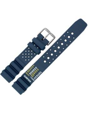 Uhrenarmband 18mm Kunststoff blau - inkl. Federstege & Werkzeug - Uhren Ersatz Armband mit Taucher Tabelle - weiches...