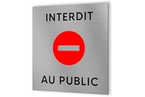 DECOHO - Pictogramme format 20 cm x 20 cm en Dibond Aluminium brossé - Modèle Interdit au public
