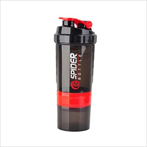 Gianchy Protein Shaker Bottle, Multi-Storage Shaker Bottle, Shaker Bottle with Storage, Blender Bottle, 500ml (Black/Red)