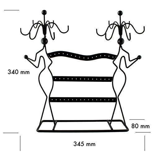 VENKON – Design Schmuckständer Ohrringhalter Kettenhalter Schmuck Organizer aus Metall – schwarz – 35,5 x 34 x 12,5 cm - 3