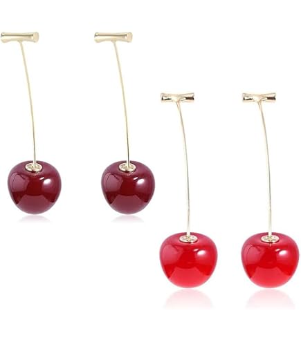 Orecchini Ciliegia 3D Rosso Frutta - Gioielli Pendenti A Forma Di Ciliegia Per Donna, Regalo Carino E Originale
