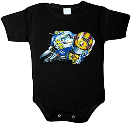 Biker Yamaha R1 Moto GP 46 Valentino Rossi Baby Kids Girls Boys Babygrow Vest Grow Bodysuit Jumpsuit Best Gift (62(0-3 m), BLACK)