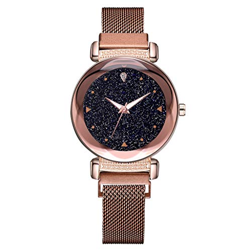 Preisvergleich Produktbild Skryo_ Uhren&Uhrenarmbänder Skryo Mode Sternenhimmel Mosaik Diamant Quarz Mesh Gürtel Magnetschnalle Damenuhr (Braun)
