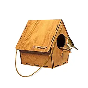 NAVDIYASALES Wooden Bird House Nest Box for Garden Birds Wood Bird Nest Garden Outdoor Decor for Attracting Birds for Bulbul Sparrow Budgies and Finches -Brown 1pcs