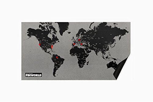 Palomar Pin World Maps - Mapa del mundo, color negro, talla 124 x 66 cm (Estándar)