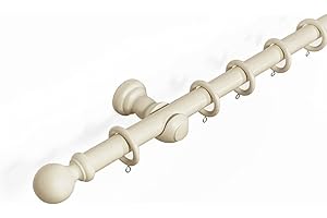 Kestral Ball Finial 28 mm Wooden Curtain Poles Fixed Length Multi Finials Curtain Pole Wooden Beautiful Design Wooden Finials, Chalk Ball 150 cm