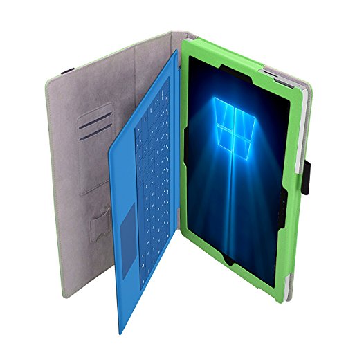 Microsoft Surface Pro 4 Cover Tasche mit praktischer Stand Funktion Case aus robustem Kunstleder und zusätzlicher Displayschutz Glas kombiniert Schutz und Design für Ihr Microsoft Surface Pro 4 Hülle Case in Grün von UC Express® - 3