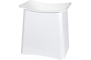 ‎WENKO WENKO Wing taboret łazienkowy i kosz na pranie, taboret z pokrywką i wyjmowanym workiem na pranie, tworzywo sztuczne, pojemność 33 l, 45 x 48 x 33 cm, biały