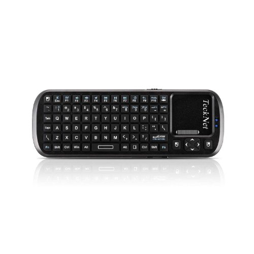 TeckNet Bluetooth Mini wireless schnurlos kabellose deutsche Handheld-Tastatur Keyboard für MacOS 10.x oder höher / Linux Debian 3.1 / PC / HTPC / Google Android TV mit Touchpad, Maus und LED - 3