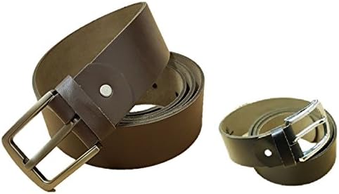 100% PURE Leather Belts NO REXINE MIX for Men BROWN & BLACK REAL PURE LEATHER (Brown, 38" - 42")