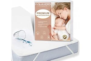 ‎MUHOO MUHOO Wasserdichter Matratzenschoner 180 x 200 cm Bio- Baumwolle und Bambusfaser Topperschutz Inkontinenz Matratzenauflage Anti-Allergisch für Doppelbett