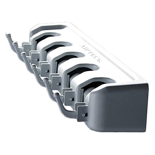MPTECK @ Gerätehalter Besen Besen-Halter Storage-Mopp-Besen Wandhalterung 5 Position 6 Haken für Besen Mopp Gartenwerkzeuge Pinsel - 5