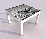 Design - Tisch mit UV Druck 55x55cm schwarz weiss Berlin Skyline Stadt Fernseherturm Spieltisch Lack Tische Bild Bilder Kinderzimmer Möbel 18A2747, Tisch 1:55x55cm