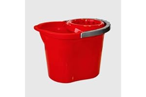 La Briantina Cubo para Suelos con escurridor, plástico, Capacidad 11 litros, Color Rojo