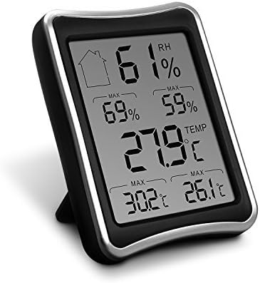 Digital Hygrometer Thermometer,Paragala Indoor Humidity Monitor with Temperature Gauge Humidity Meter with Stand and Large LCD Display for Home Offic Warehouse Greenhouse (Black)