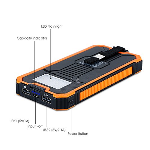 Suaoki - 10000mAh Bater a Externa Cargador Solar PowerBank con Linterna LED Port til cargador con panel solar para Smartphone y tablet Suaoki - 10000mAh Bater a Externa Cargador Solar PowerBank con Linterna LED Port til cargador con panel solar para Smartphone y tablet