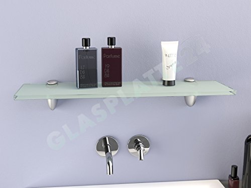 DURAFURN® Glasablage Glasregal Spiegelablage Badablage Wandhalter Wandregal Duschablage in 8mm als Variante satiniertes Glas mit Edelstahlhalter 700 x 200 - 2