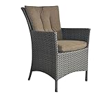 Dehner Geflechtsessel Lausanne, ca. 90 x 65 x 62 cm, inkl. Sitzpolster, Polyrattanoptik, grau/braun