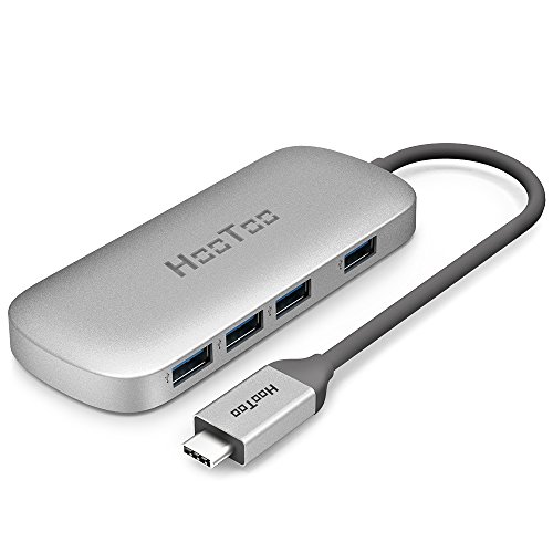Hub USB C vers USB 3.0, USB C Hub 3.0 Adaptateur Type C avec 4 Ports USB 3.0 Hub pour MacBook Pro et Portables Windows USB C - Argent