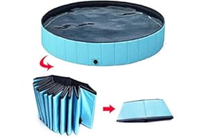 GRAVITIS Dog Pool Foldable Paddling Pool for Dog Cats and Kids,Sturdy Pet Swimming Pool Large Bathing Pool For Garden Patio Bathroom& Indoor/Outdoor l (Small 80x20cm)