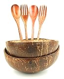 Mejor sabor: ¿Qué más va perfectamente con la naturaleza que la naturaleza? Los alimentos saben mejor con nuestro cuenco de coco, cuchara de madera y tenedores.