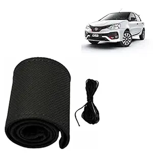 RD Universal Hand Stitchable Car Steering Cover Compatible for Toyota Etios Cross (Black, Leatherite)