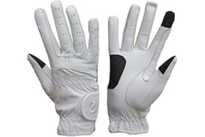 eGlove eQUEST GripPro - Leather Horse Riding Gloves - Hardwearing, Breathable and Grippy Real Leather - Synthetic Lycra comfort fit inserts - Touchscreen Gloves