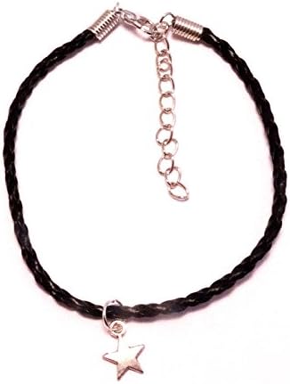 Leather Anklet Ankle Bracelet with Dainty Star Charm