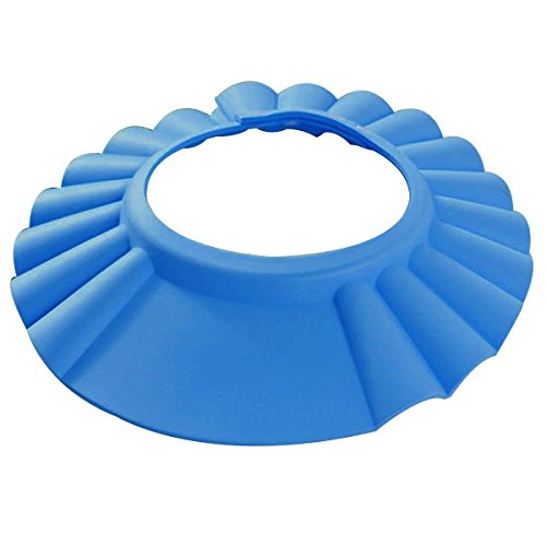 PIXNOR Soft EVA Waterproof Baby Kids Shower Bathing Shampoo Cap Hat Protector (Blue)
