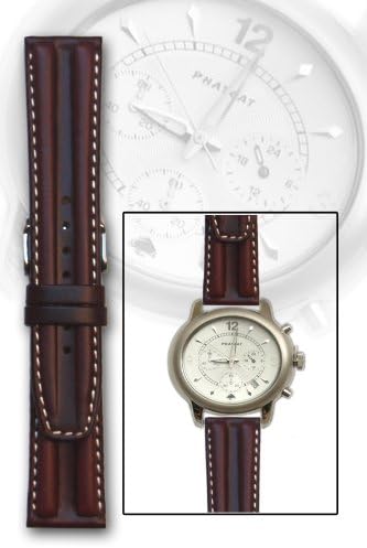 Brown Double-hump Oil-tanned Calfskin Leather Watch Band 20mm