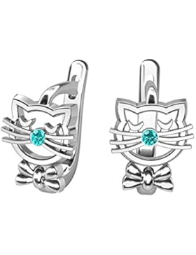 butterfly Mädchen Ohrringe Silber 925 türkis Swarovski Elements original Katze Schmuck-Beutel, Geschenke für Mädchen