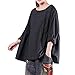Produktbild FeiBeauty 2018 Damen Freizeit Bluse Baumwolle und Leinen Tunika Oberteile Falten T-Shirt Tops Frauen Tee Rundhals T-Shirt Plaid Pullover Retro Lose Tops Bluse
