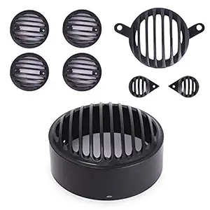 Faauto Plastic Grill Without Cap, Headlight Grill,Tail Light Cover, Parking Light, Indicator Set Complete Grill Set for Royal Enfield Classic 350 (Set of 8 Pcs)